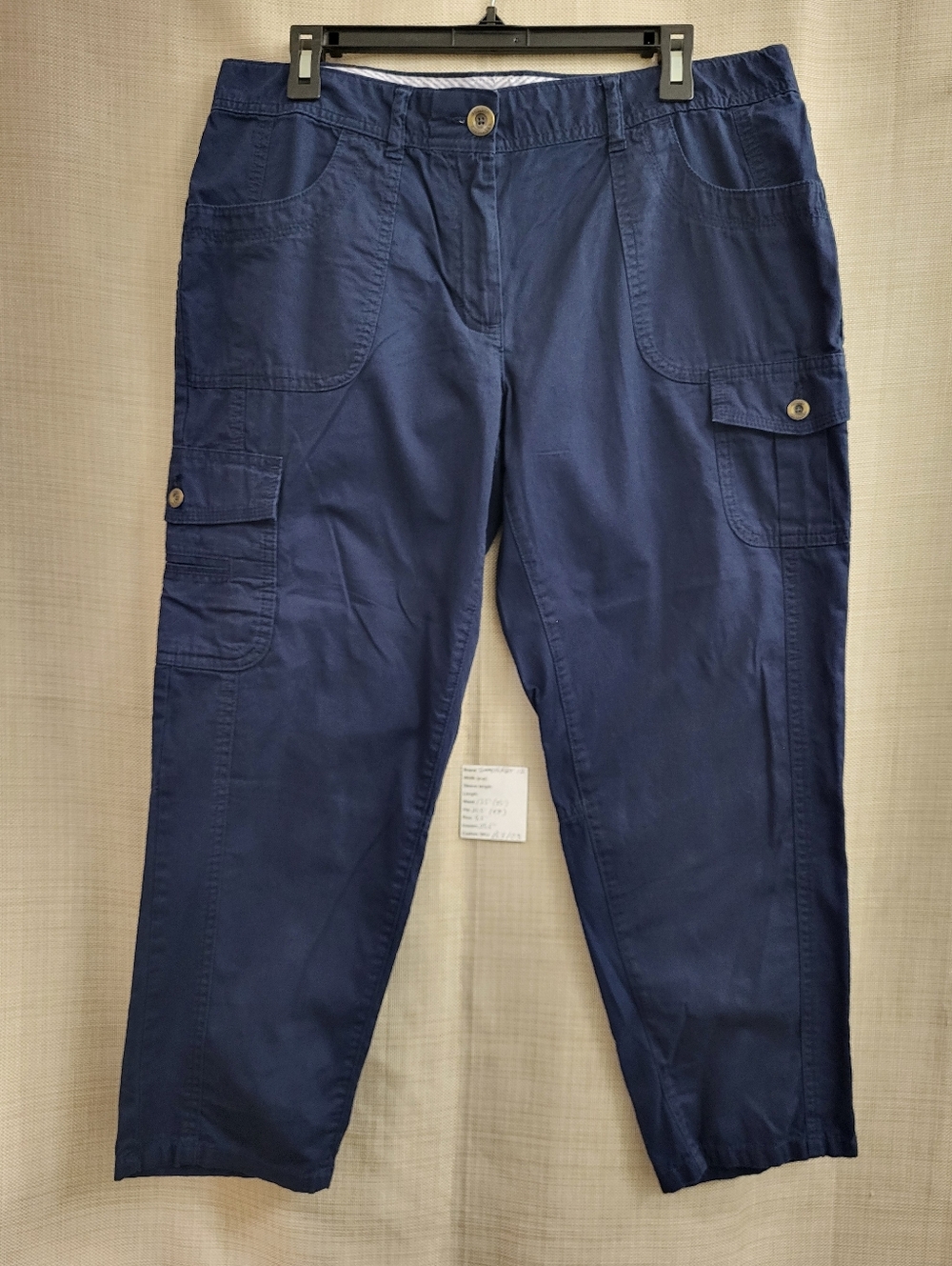Tommy Hilfiger Women's Navy Blue Cargo Ankle Pants Mid Rise Cotton Size 12